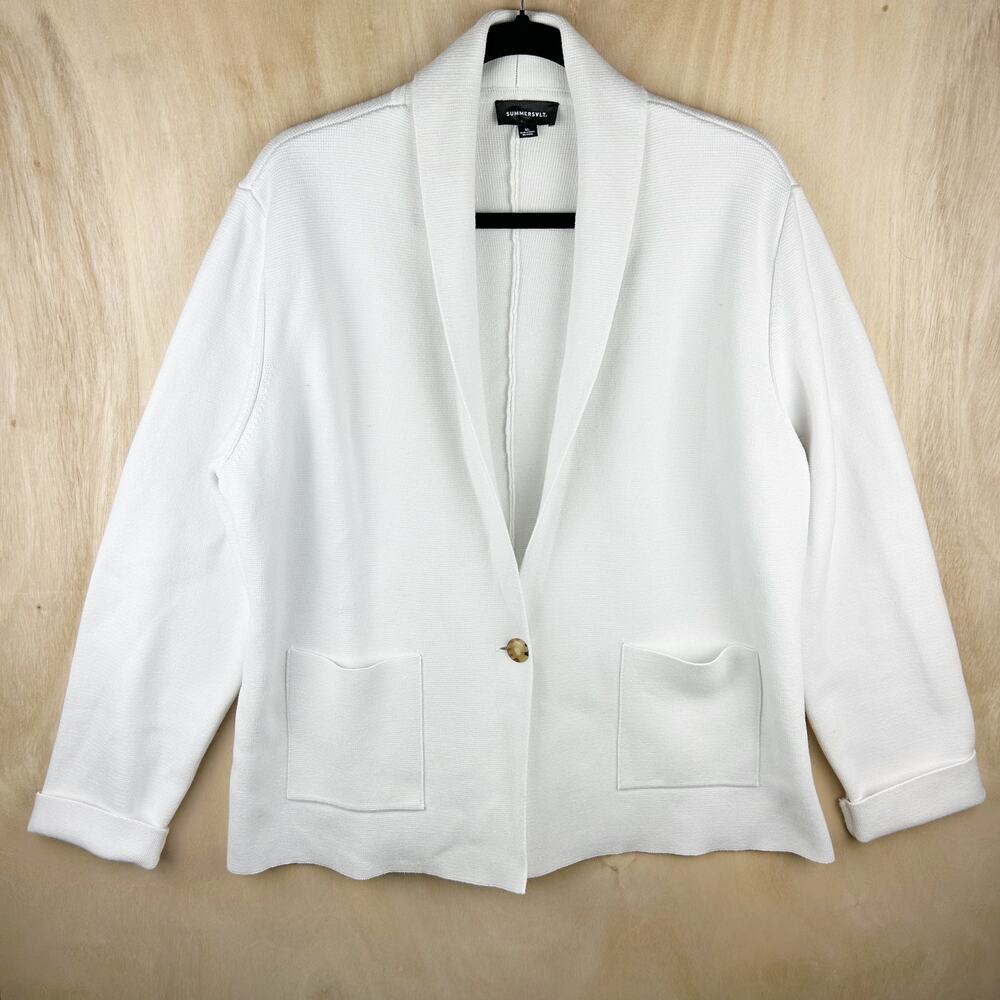 summersalt White Shawl Collar Single-Button Cardigan